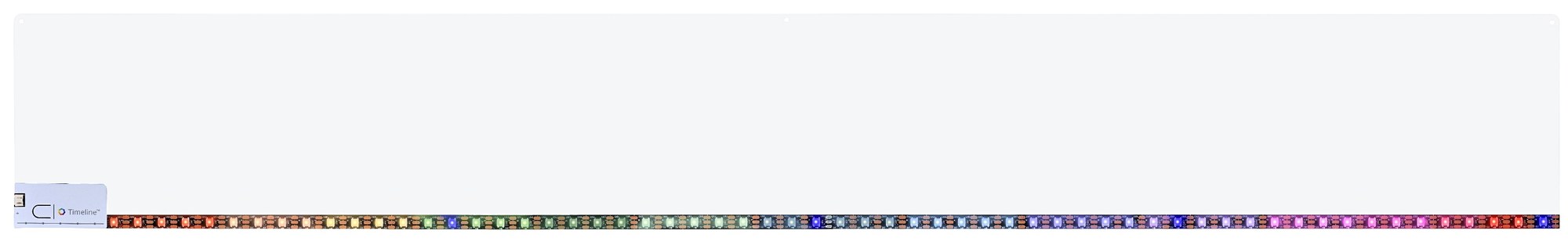 A Timeline: a whiteboard with the addressable LED strip along the bottom